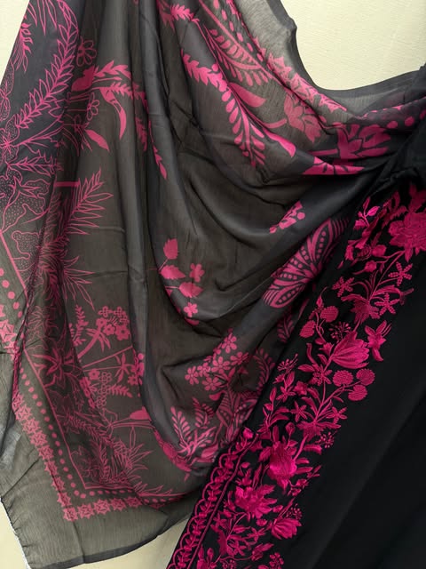 Women premium long Elegant Embroidered 3-Piece Suit