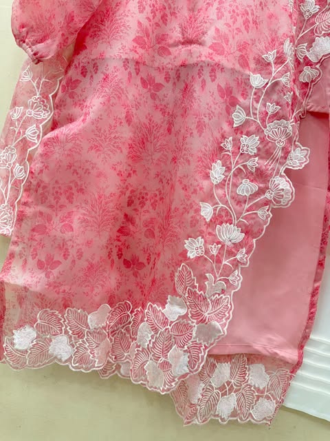 Gorgeous Embroidery & Cutwork on Premium Organza – 3PC Suit