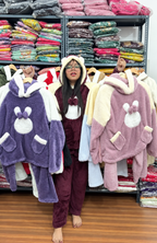 Women Bunny Plush Fleece Winter 2-Piece Set