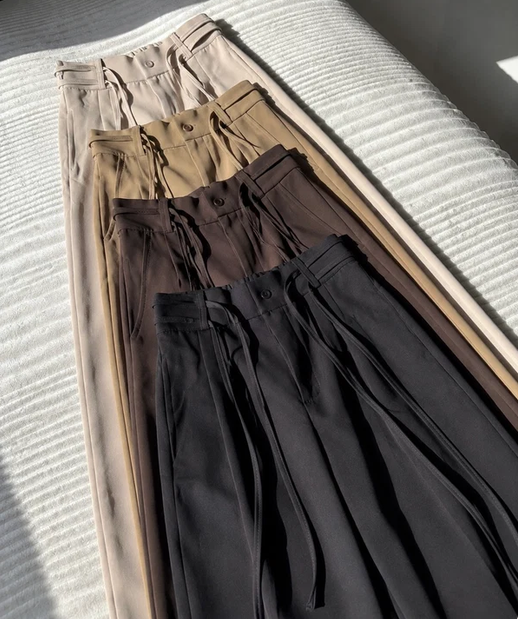 Pack of 4 Women Pleated Wrap-Belt Trouser