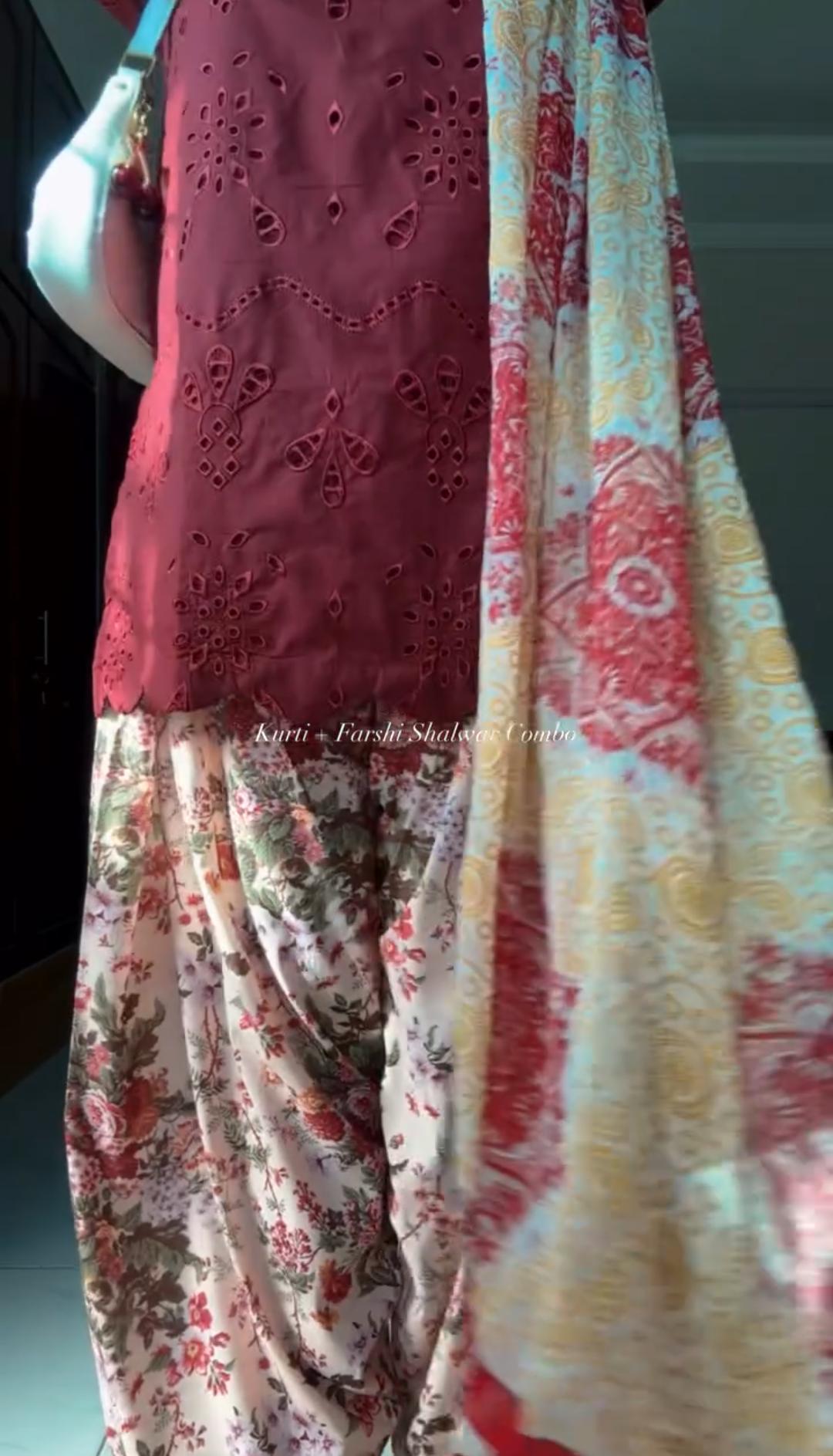 Women Chikan Kari Shirt with Printed Shalwar