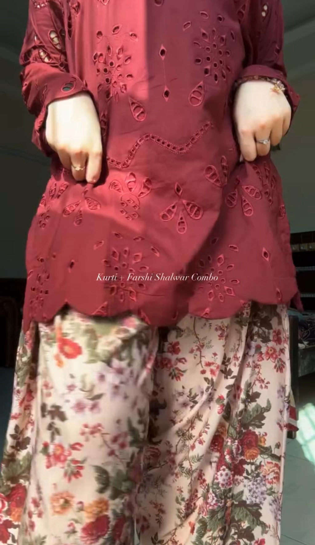 Women Chikan Kari Shirt with Printed Shalwar