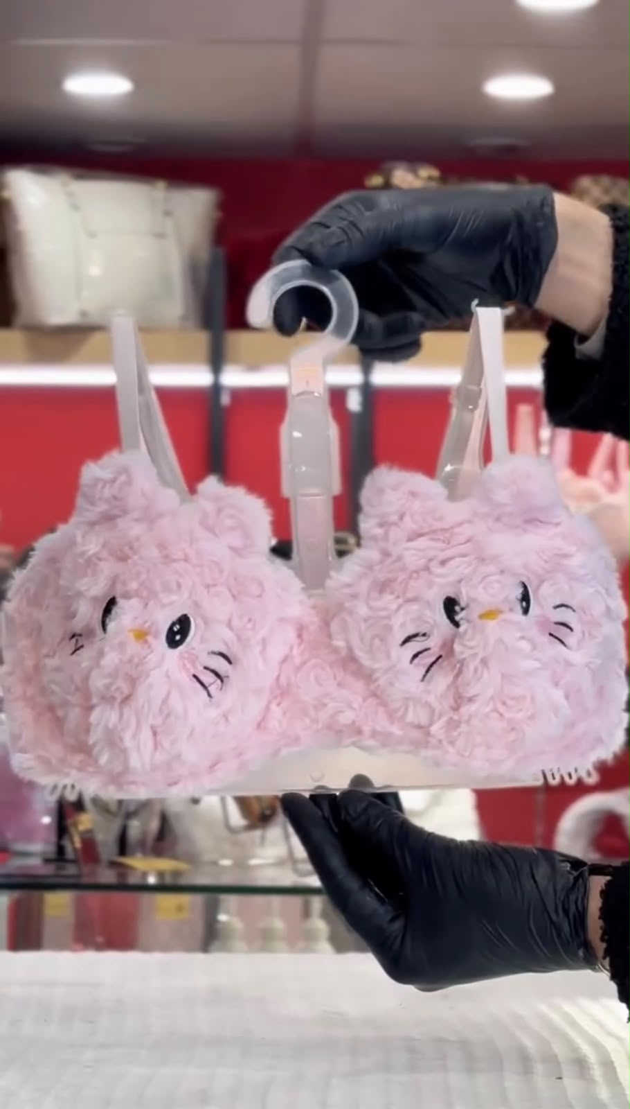 Fluffy Cute Cat Plush Bra & Panty Set