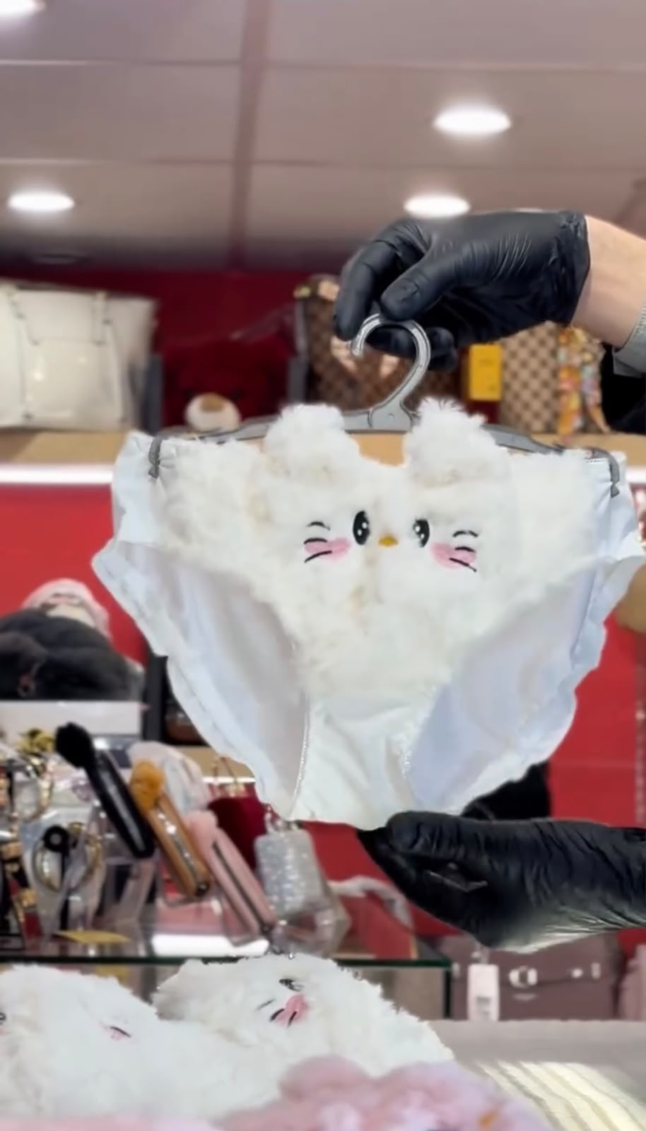 Fluffy Cute Cat Plush Bra & Panty Set