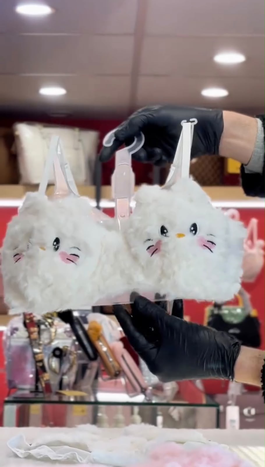 Fluffy Cute Cat Plush Bra & Panty Set