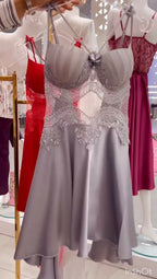 Pack of 2 Satin Lace Detail Flared Dress