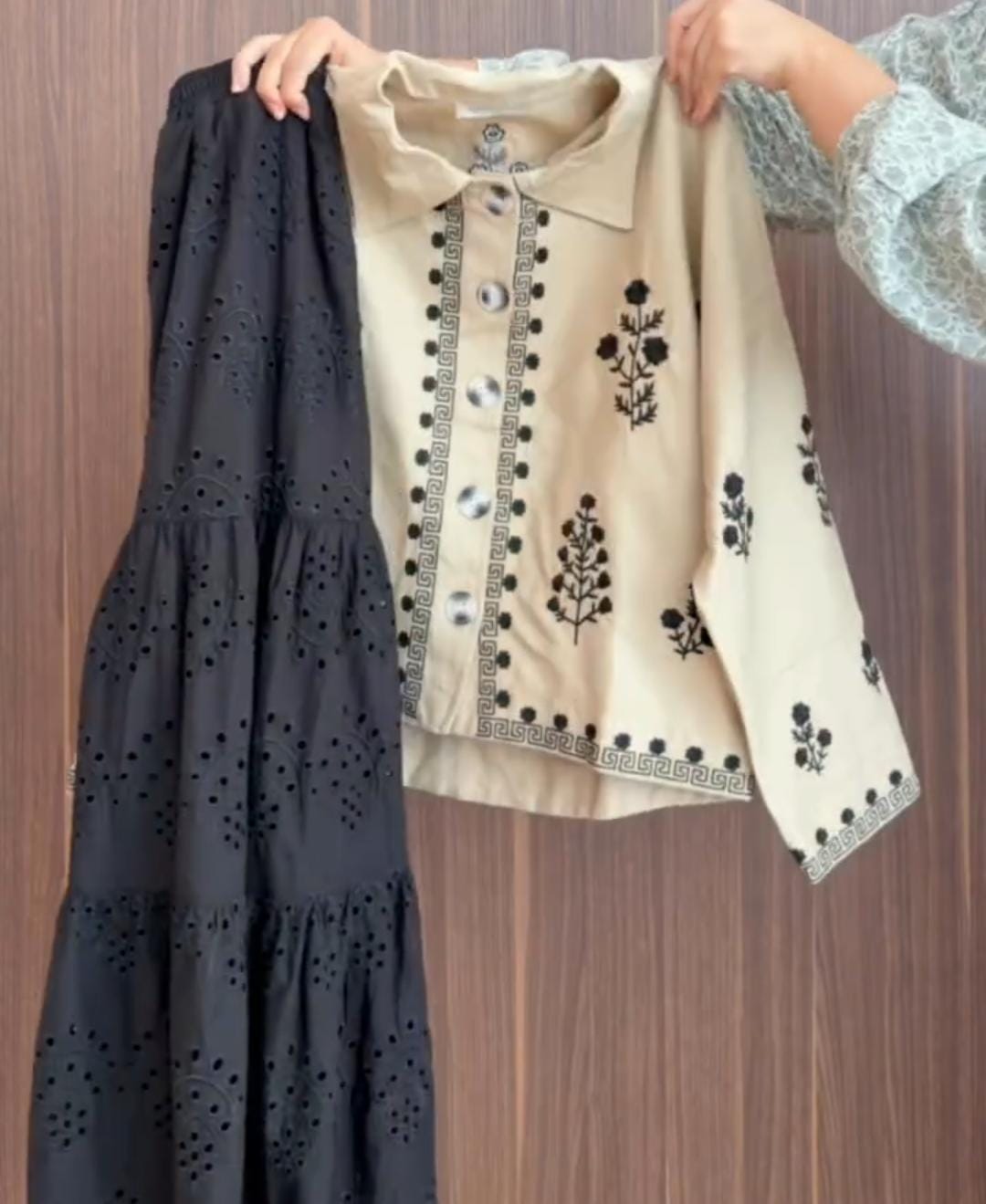 Korean Style Skirt & Shirt Set Pacl Of 2