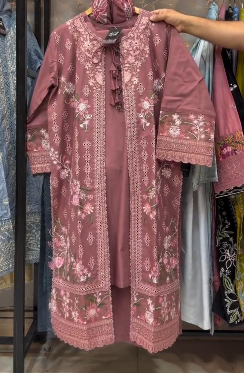Women’s 3-Piece Gown Style Embroidered Suit