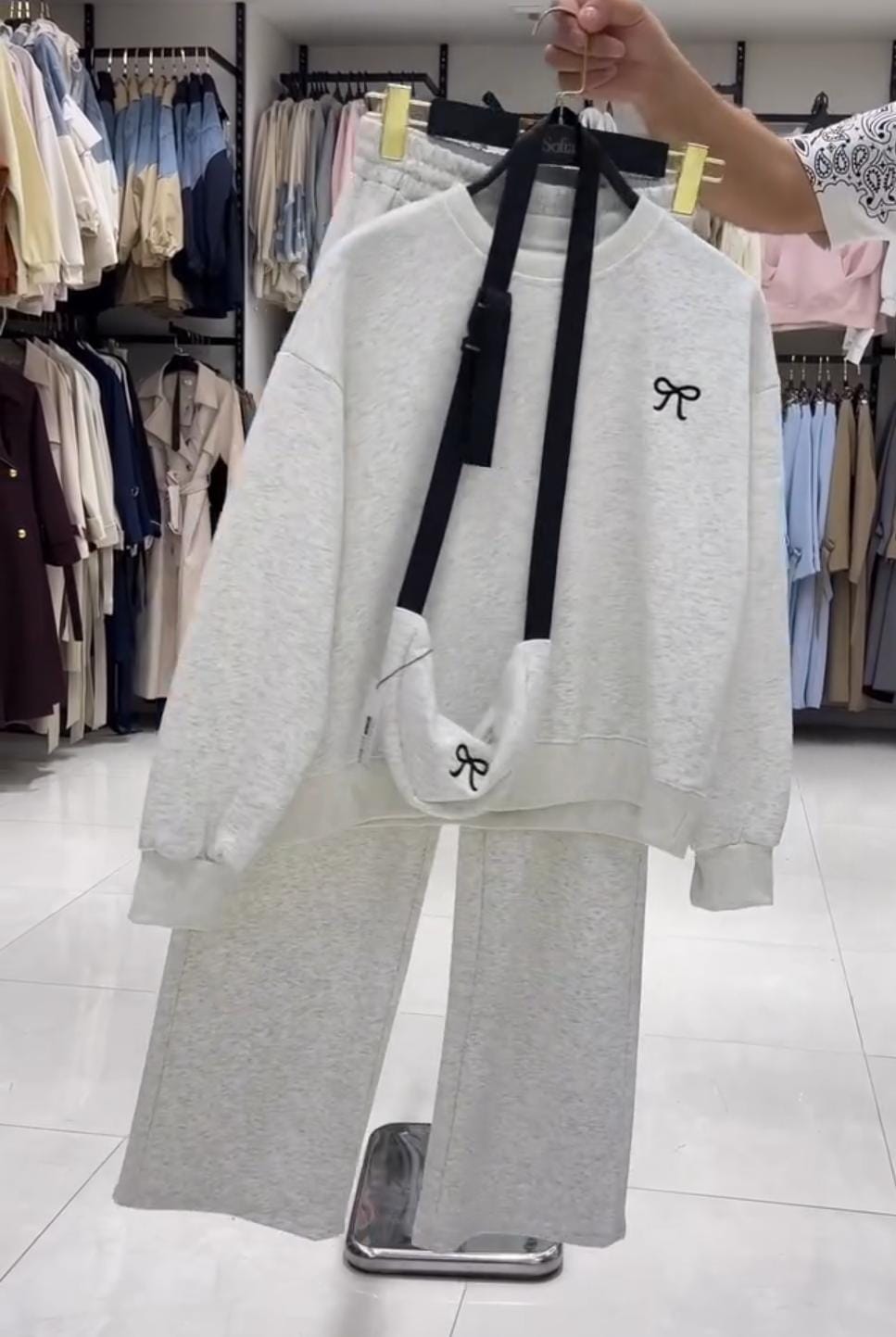 Women Pastel Co-Ord Set with Crossbody Bag