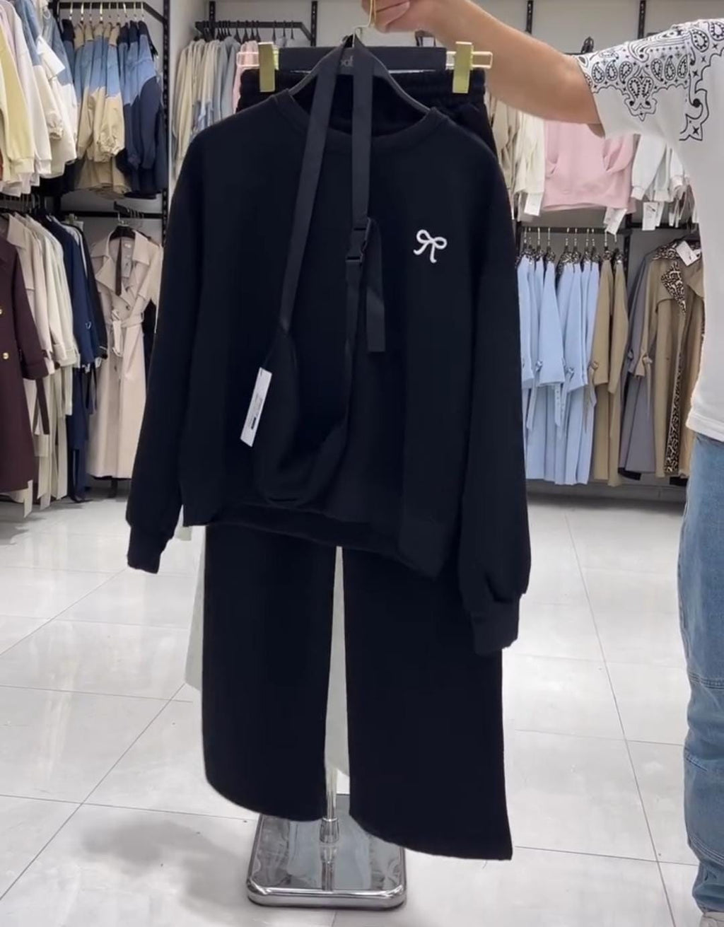 Women Pastel Co-Ord Set with Crossbody Bag