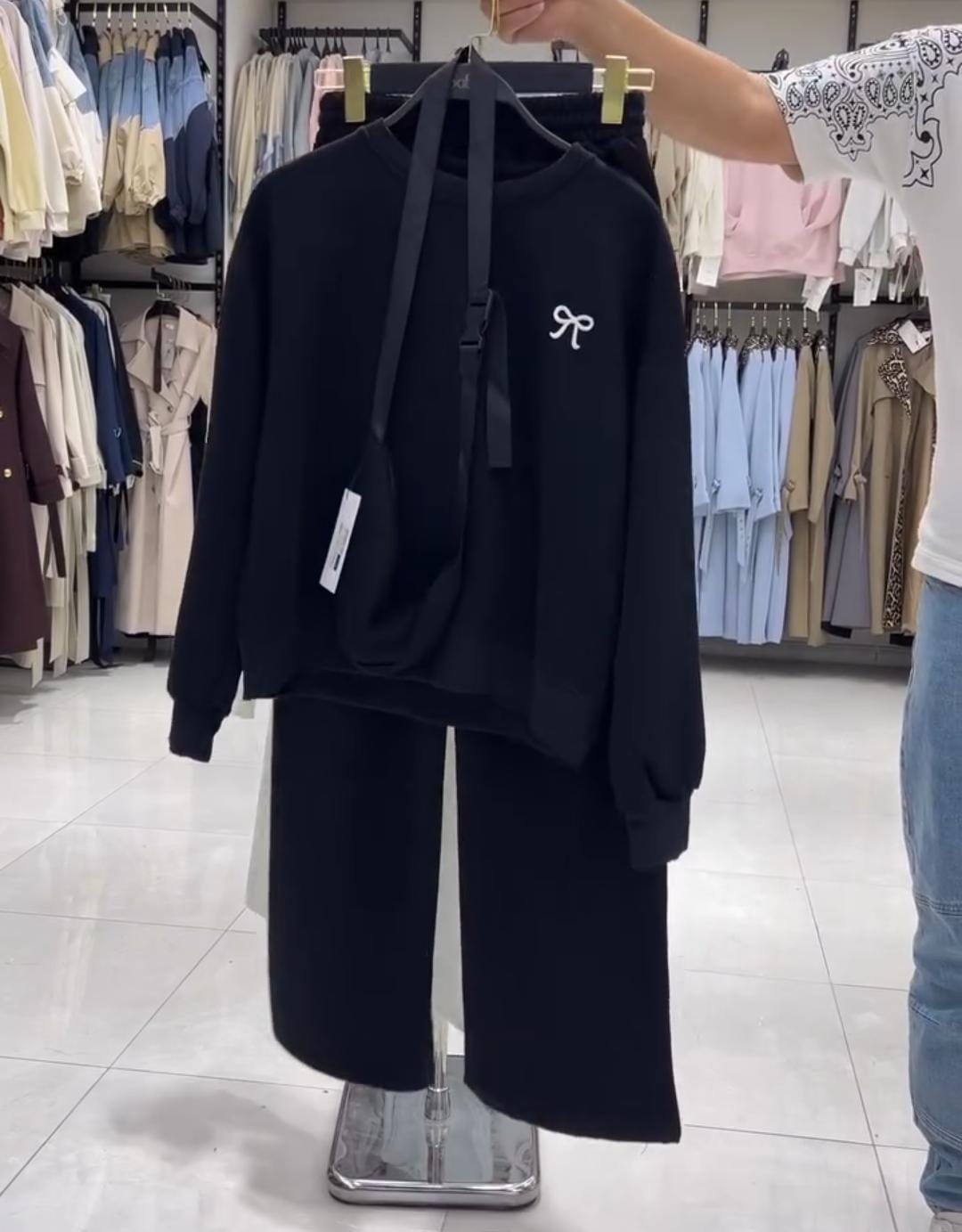 Women Pastel Co-Ord Set with Crossbody Bag