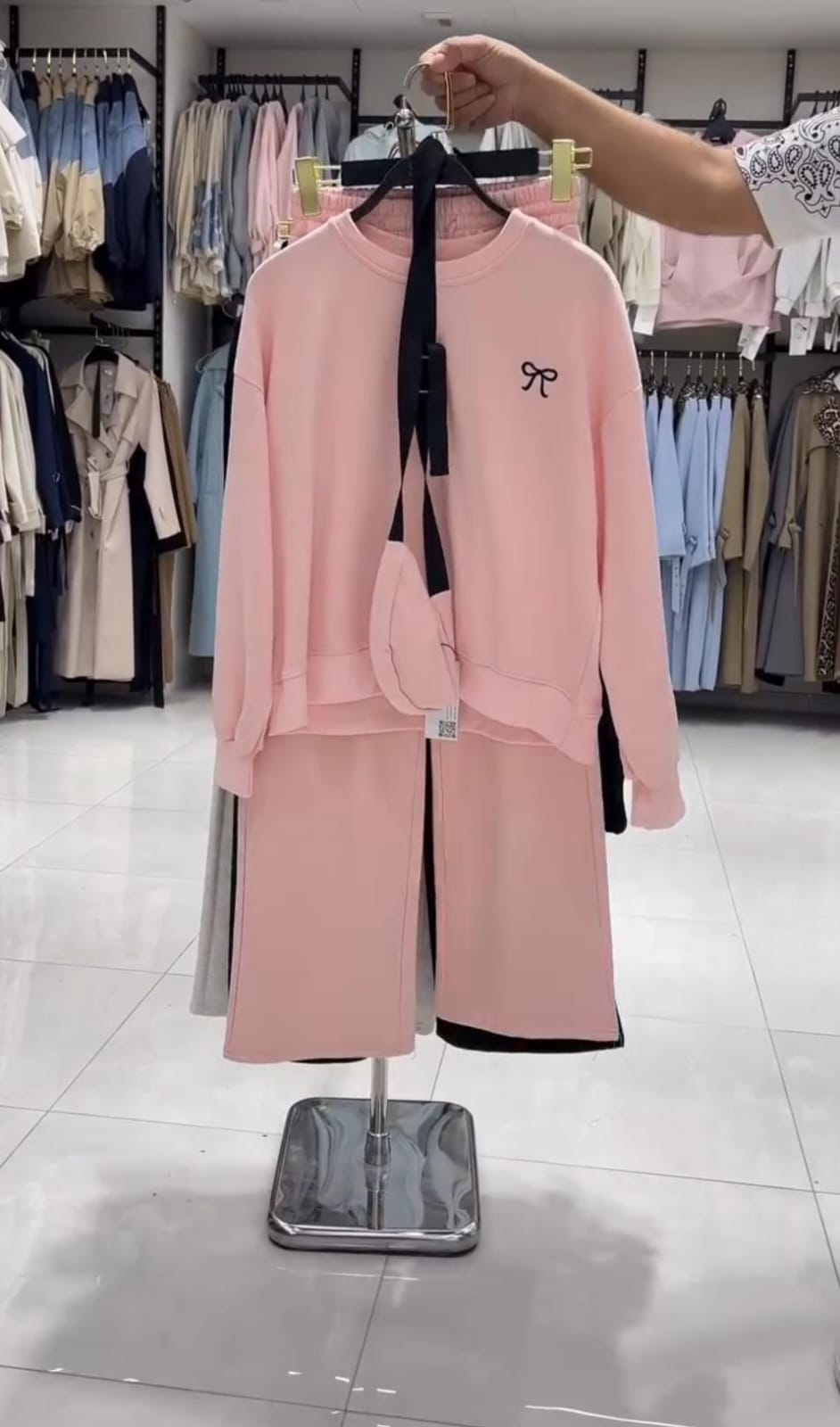 Women Pastel Co-Ord Set with Crossbody Bag