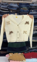 Women’s Bow Detail Cable Knit Cardigan