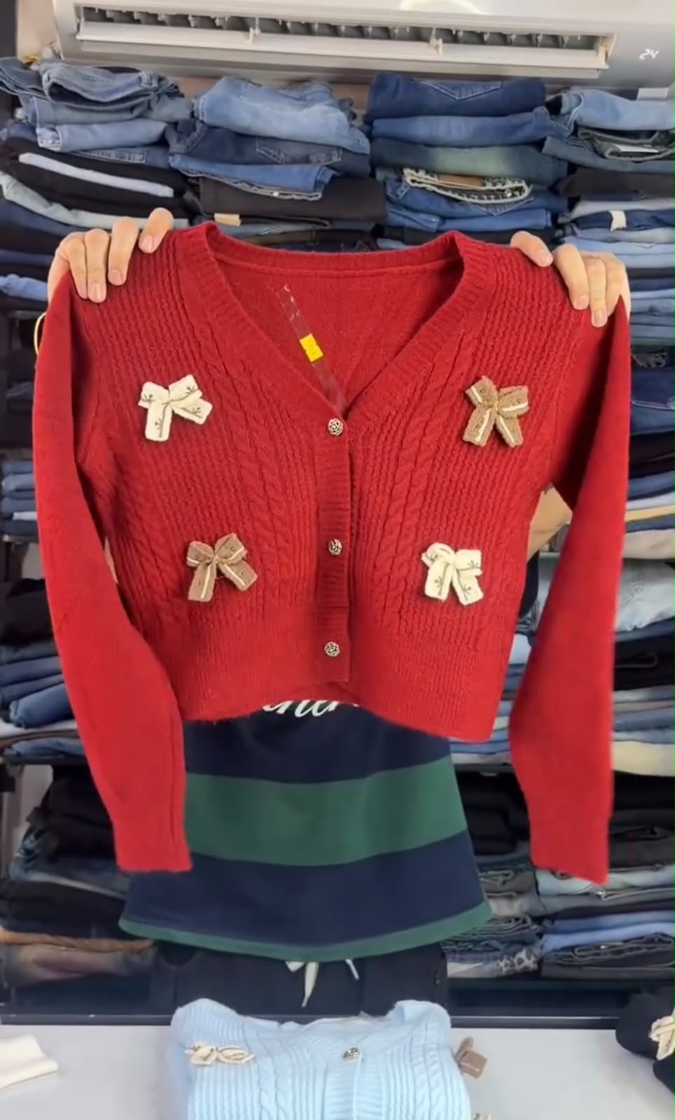 Women’s Bow Detail Cable Knit Cardigan