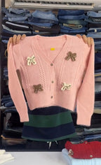Women’s Bow Detail Cable Knit Cardigan