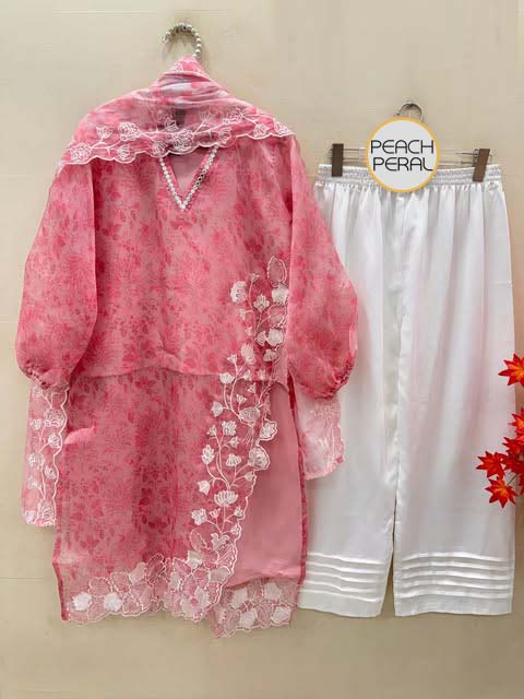 Gorgeous Embroidery & Cutwork on Premium Organza – 3PC Suit