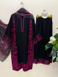Women premium long Elegant Embroidered 3-Piece Suit